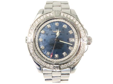 diamond bezel for breitling superocean|breitling diamond bezel men's watch.